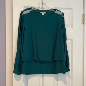 Gorgeous Green Women’s Top with cut out sleeves-M